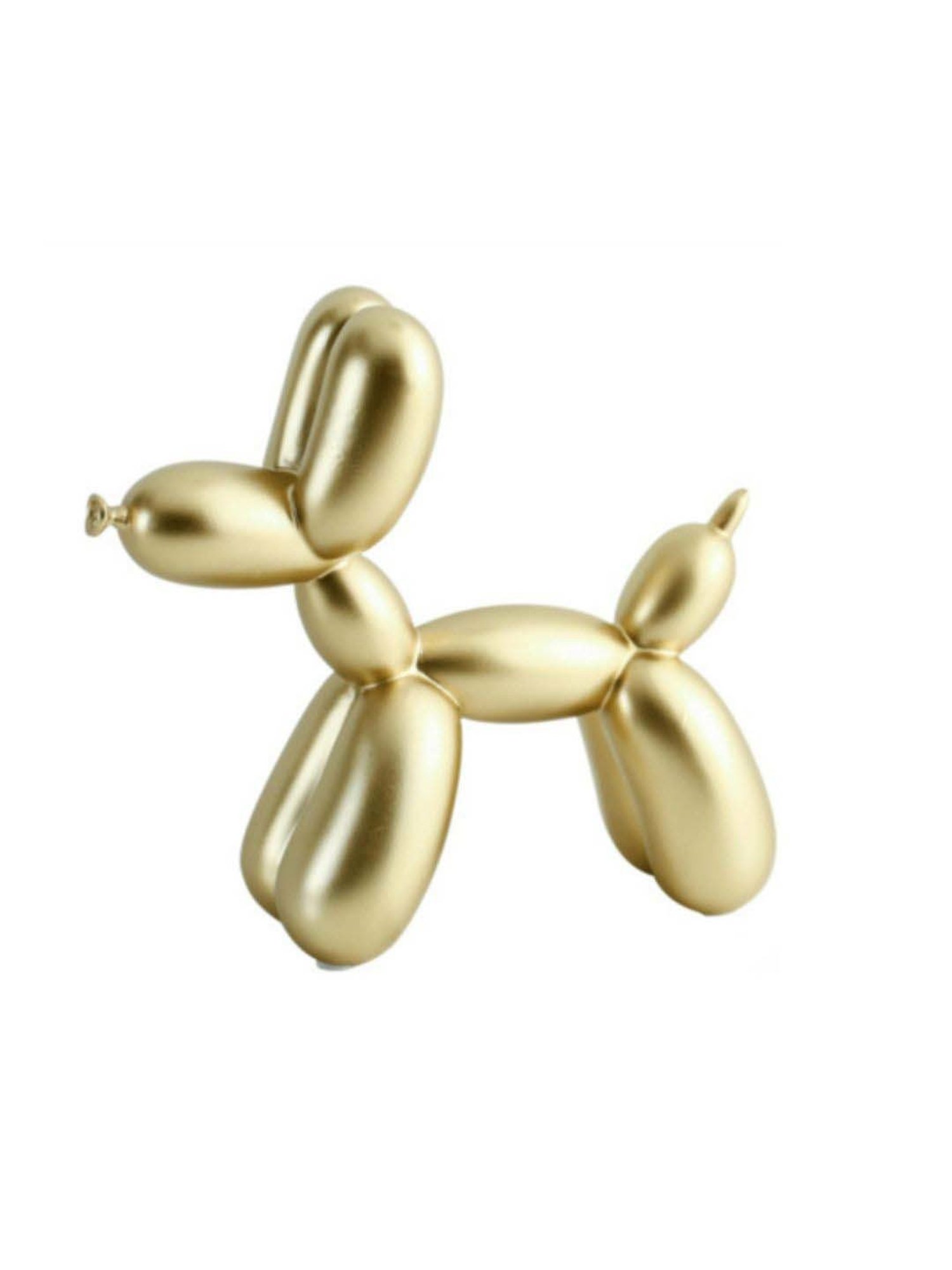 Nestasia Artisanal Resin Made Shining Golden Twisted Balloon Art Dog Sculpture For Home Decoration