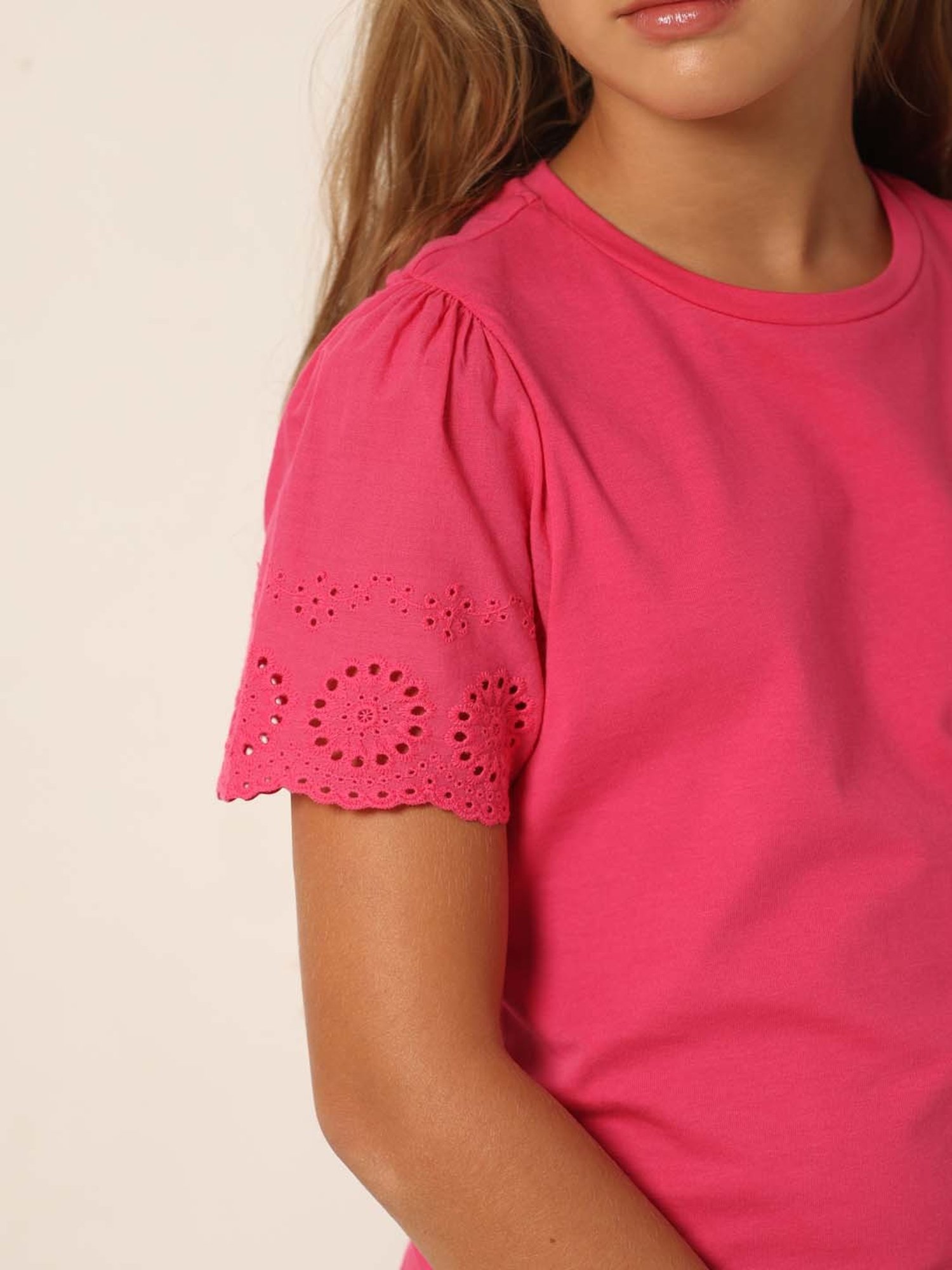 VERO MODA GIRL Pink Cotton Regular Fit Top
