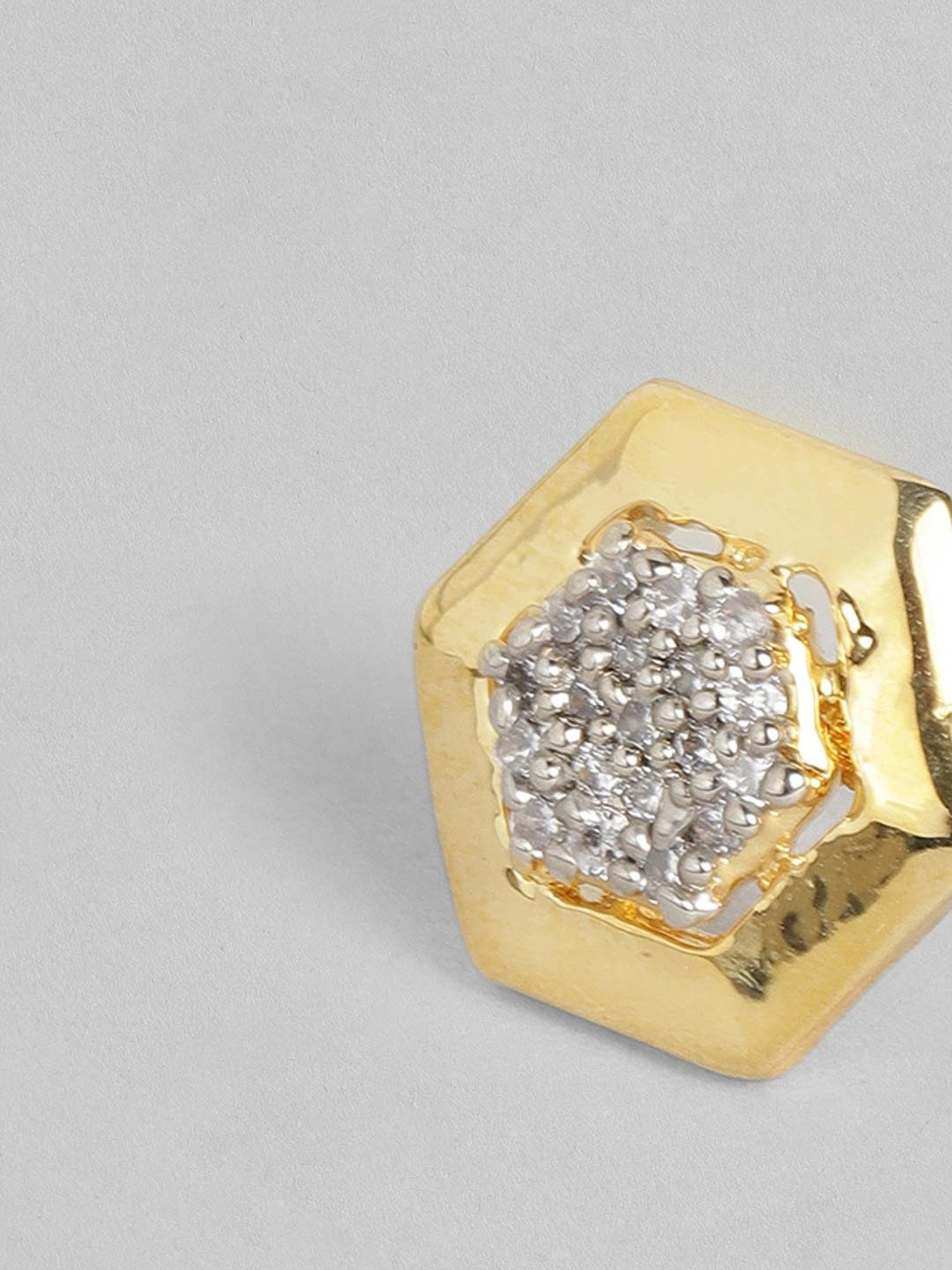 Estele Gold & Rhodium-Plated CZ Geometric Stud Earrings for Women