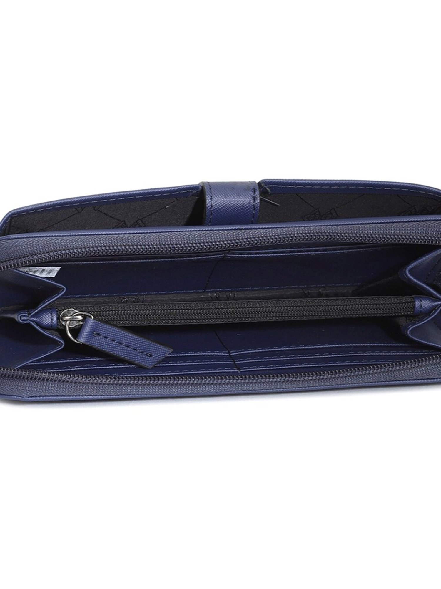 Van Heusen Navy Blue Textured Zip Around Wallet for Women
