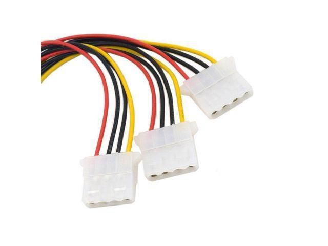 IDE 4Pin Male to 3 IDE 4Pin Female Power Supply Extension Cable 1-to-3 Splitter Cable for Hard Drive HDD 10cm