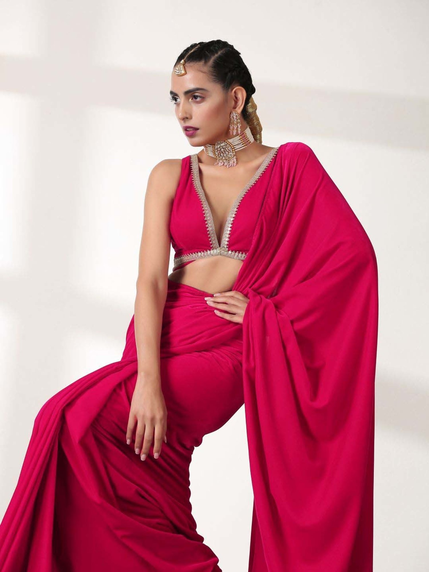 Swtantra Pink Plain Readymade Blouse