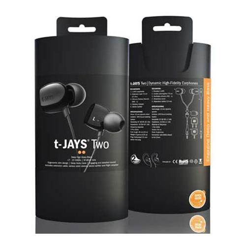 Jays t-jays Two In-Ear Earphones with 10mm Speaker, Black #T00077