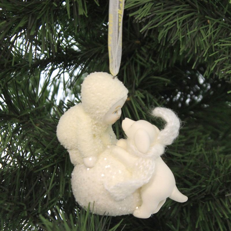 Dept 56 Snowbabies 3.0" Let's Make A Snowball Ornament Puppy  Scarf  -  Tree Ornaments