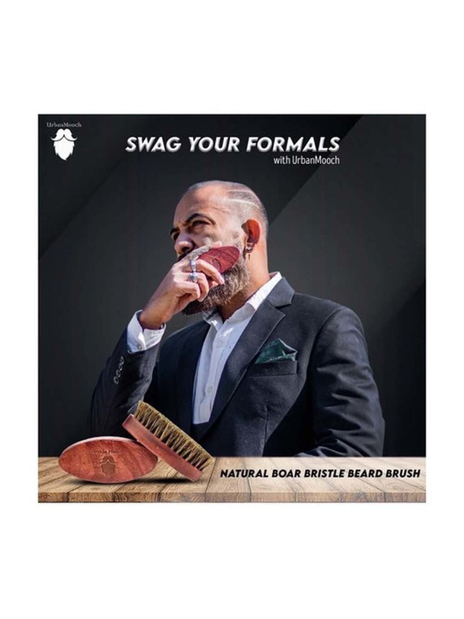 UrbanMooch 100% Boar Bristle Beard & Mustache Brush