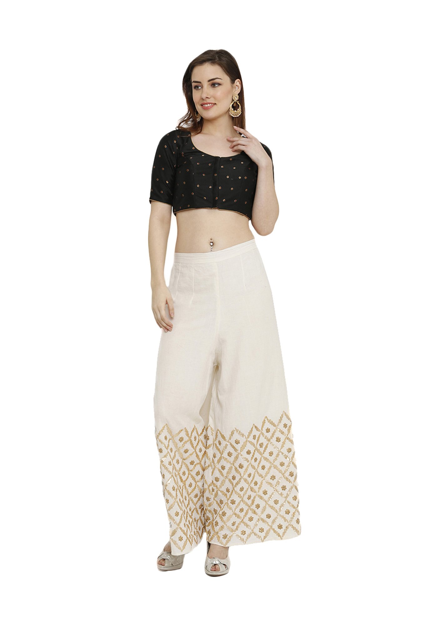 Salwar Studio Black Woven Pattern Readymade Blouse