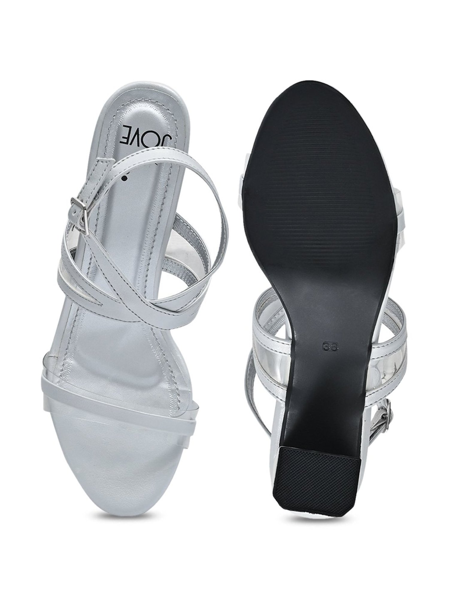 Jove Women's Silver Ankle Strap Sandals