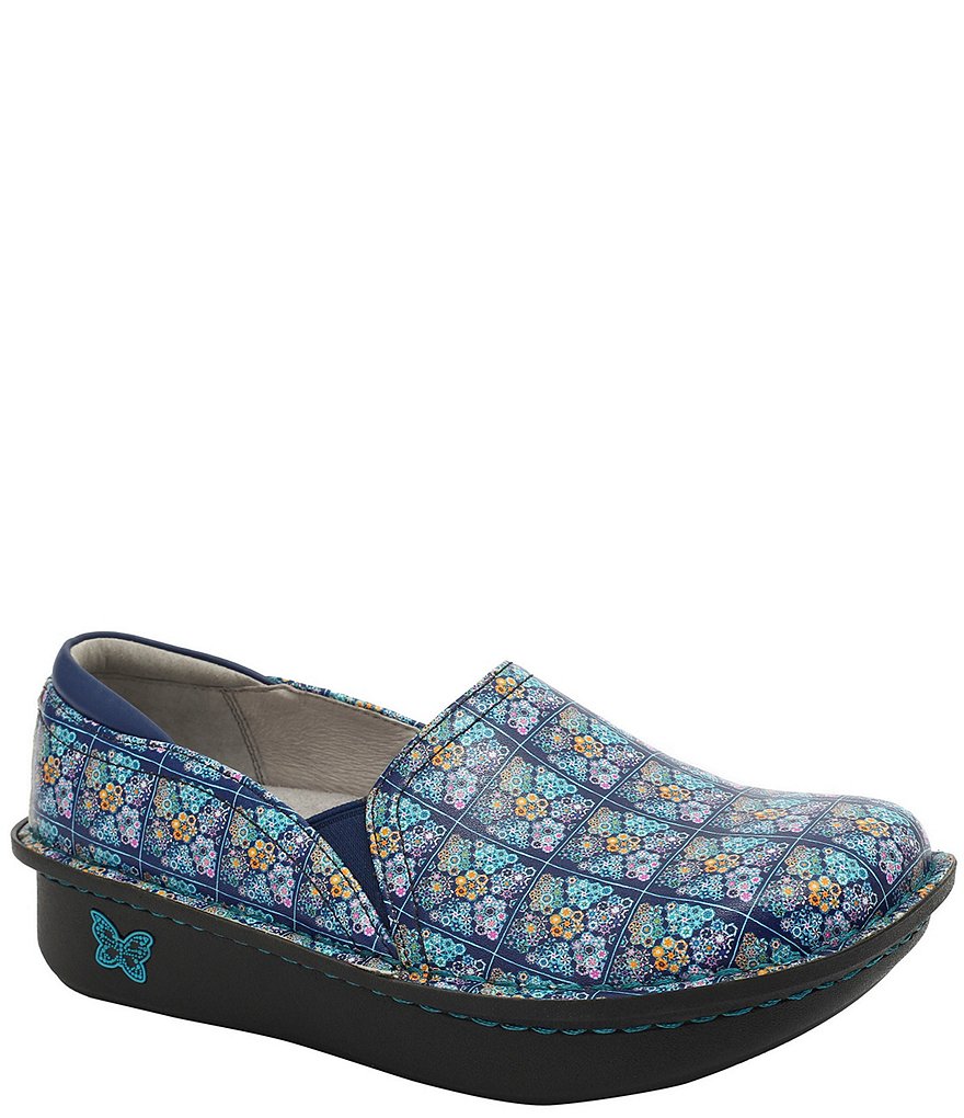 Alegria Debra Floral Print Leather Clogs