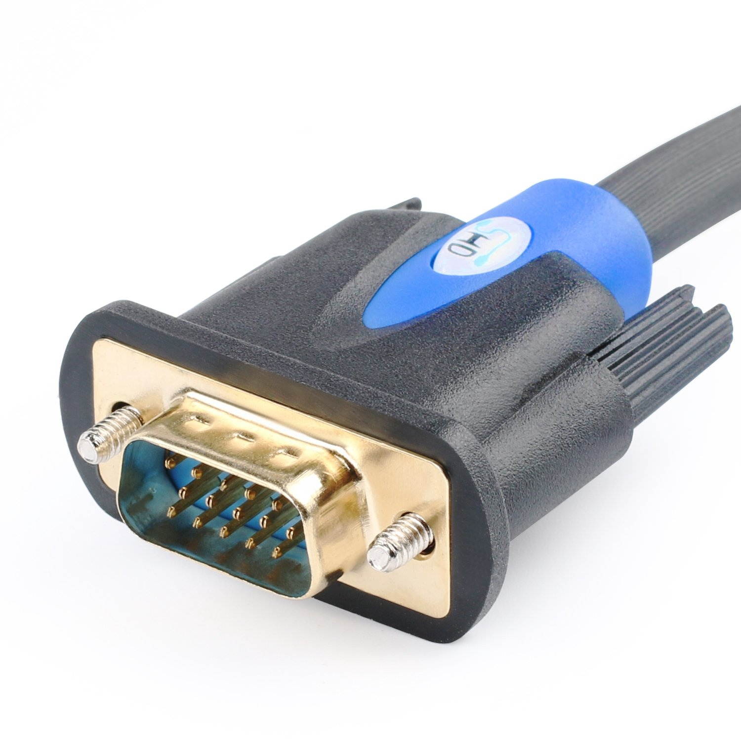 cables direct online 15ft svga + audio monitor cable, male to male 1080p super vga display cord for pc projector laptop tv