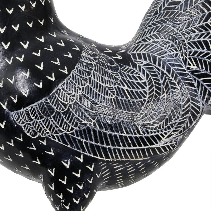 11.81" Resin Polka Dot Rooster Statue Black/White - Exhart