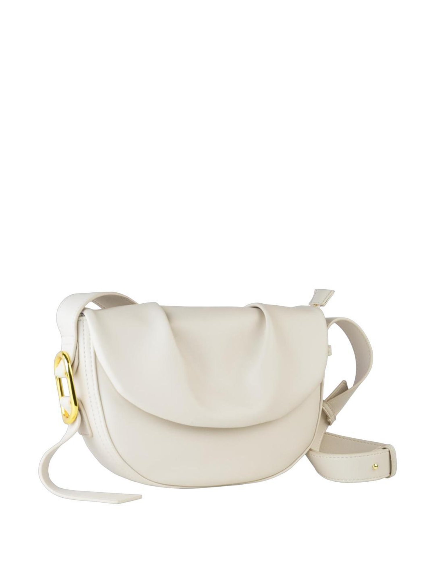 Angeline White Solid Medium Sling Handbag