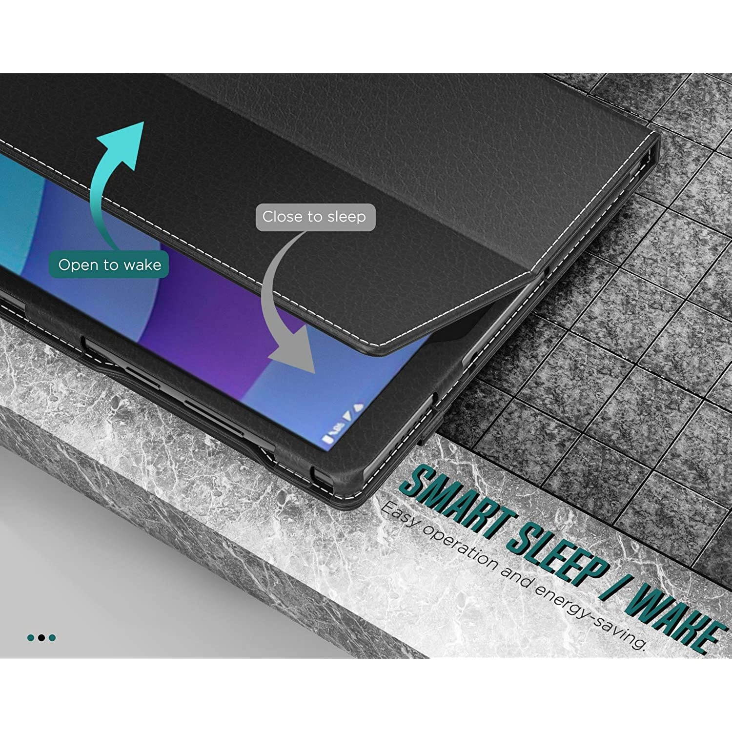 MoKo Case Compatible with Le-novo Tab M10 HD 2nd Gen (TB-X306X) / Smart Tab M10 HD 2nd Gen (TB-X306F) 10.1" Tablet - Slim Folding Stand PU Leahter Smart Cover Case with Auto Wake/Sleep, Black