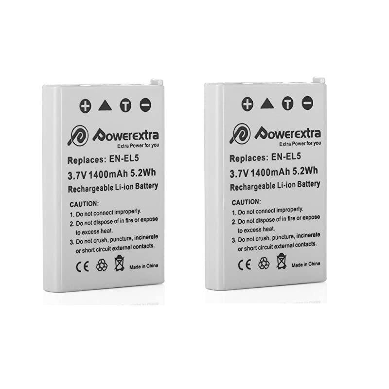 2 x EN-EL5 Replacement Nikon Battery Compatible with Nikon CoolPix 3700, 4200, 5200, 5900, 7900, P3, P4, P80, P90, P100, P500, P510, P520, P530, P5000, P5100, P6000, S10