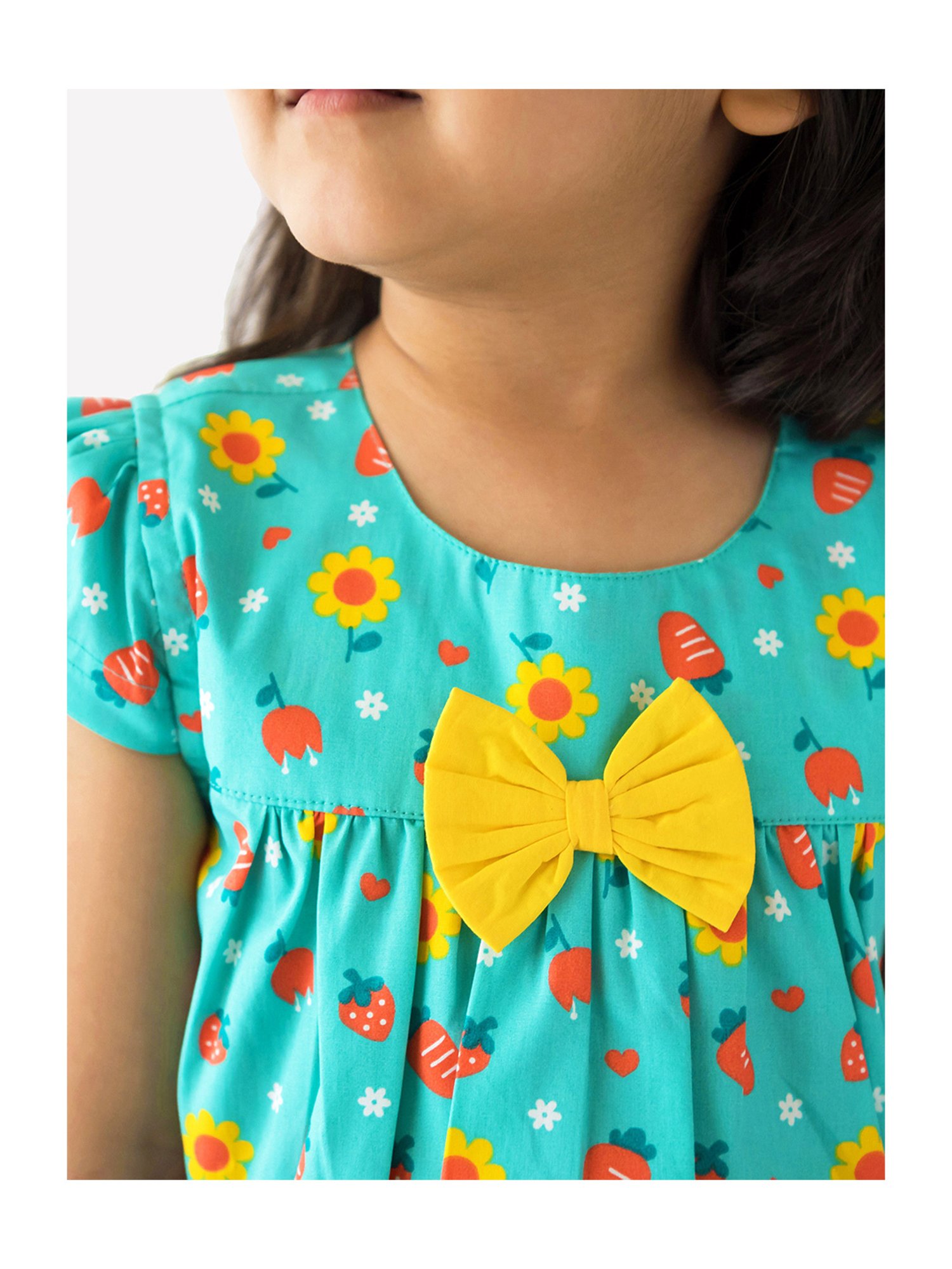 Campana Kids Turquoise Printed Dress