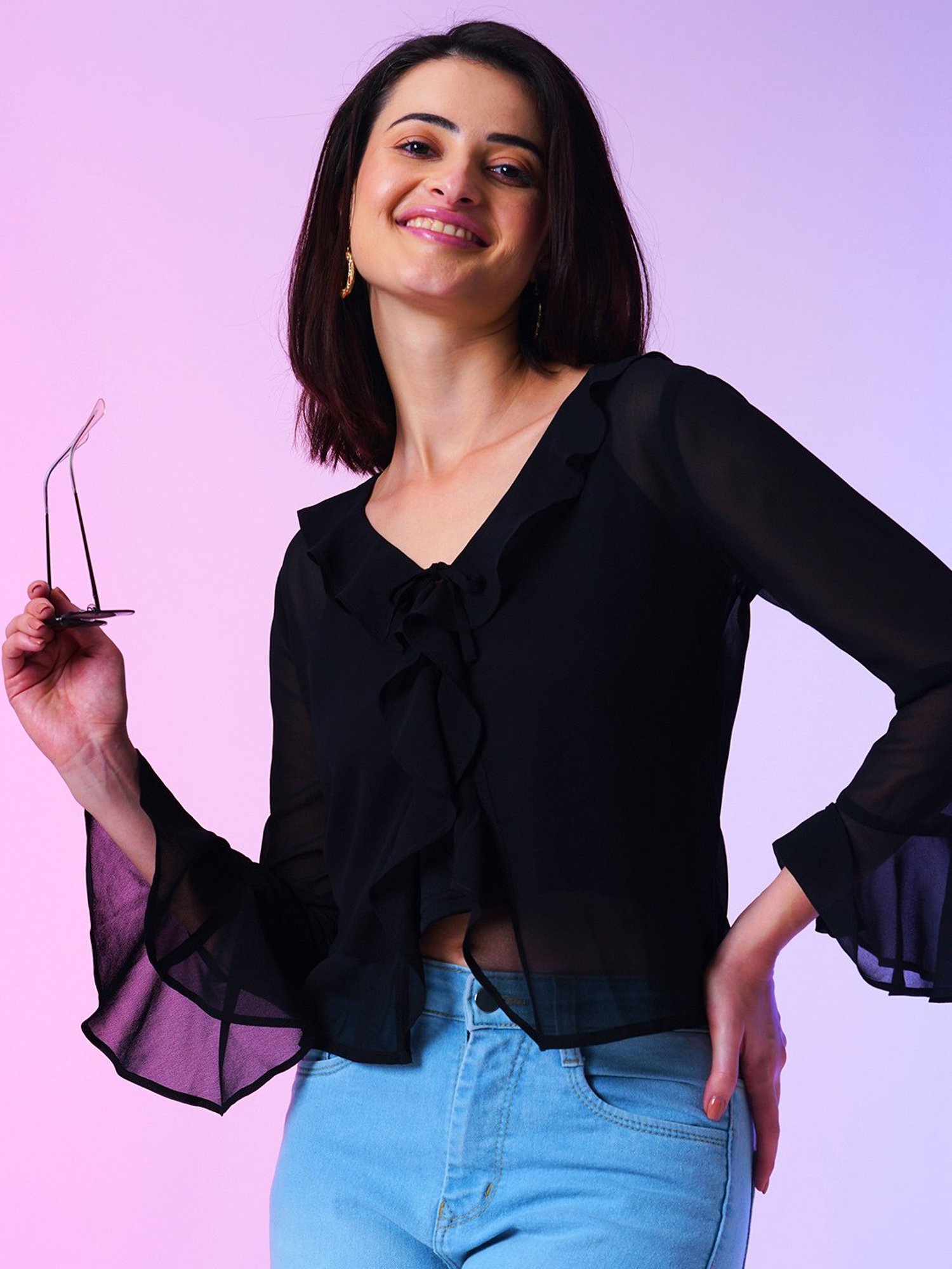 Globus Black Relaxed Fit Top