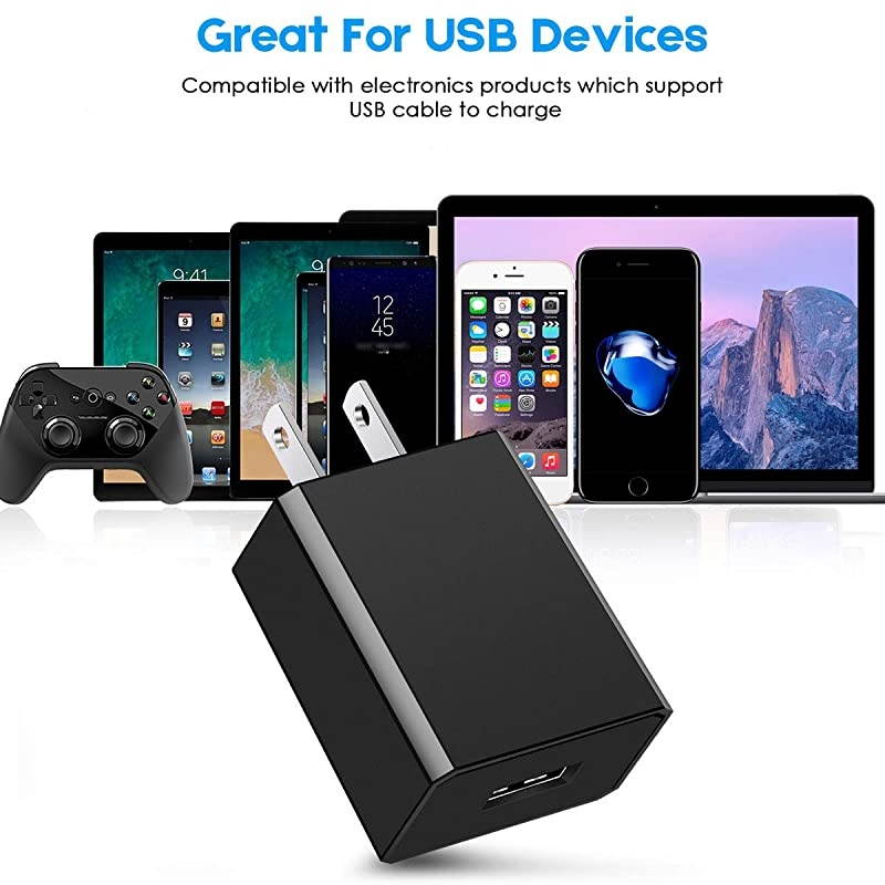 Wall Charger 2 Pack USB Wall Adapter Max Output 5V 2A for Power Bank Cell Phone Camera Voice Recorder MP3 Player Tablet and More USB Charging Device