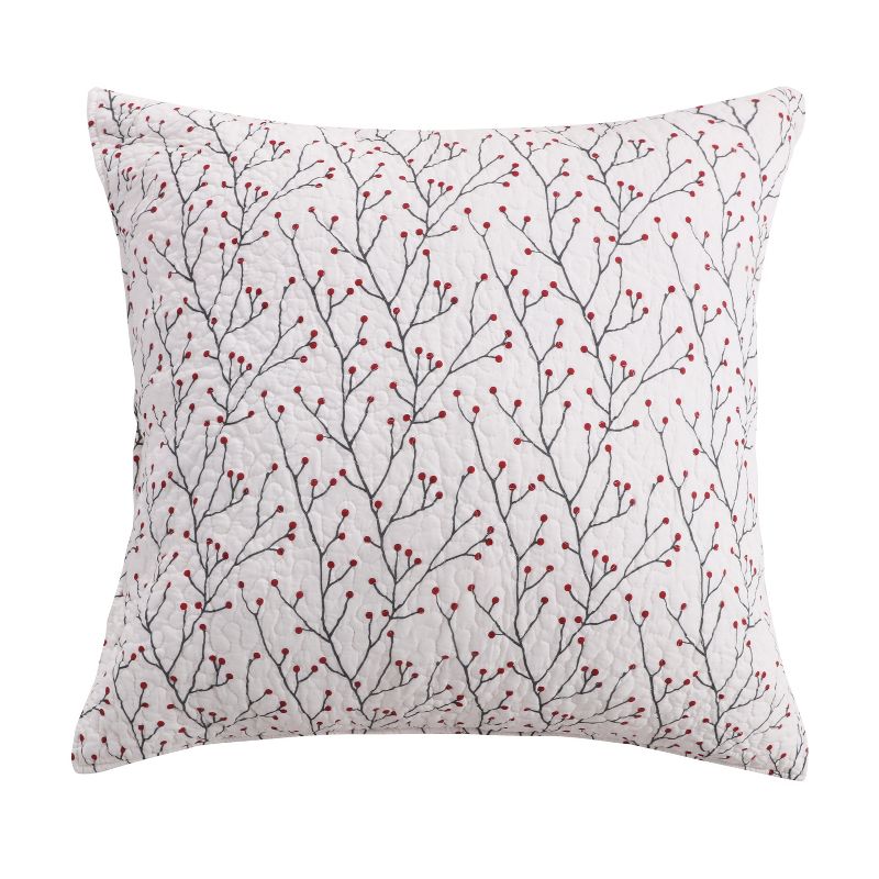 Holly Holiday Euro Sham Set of 2 White - Levtex Home