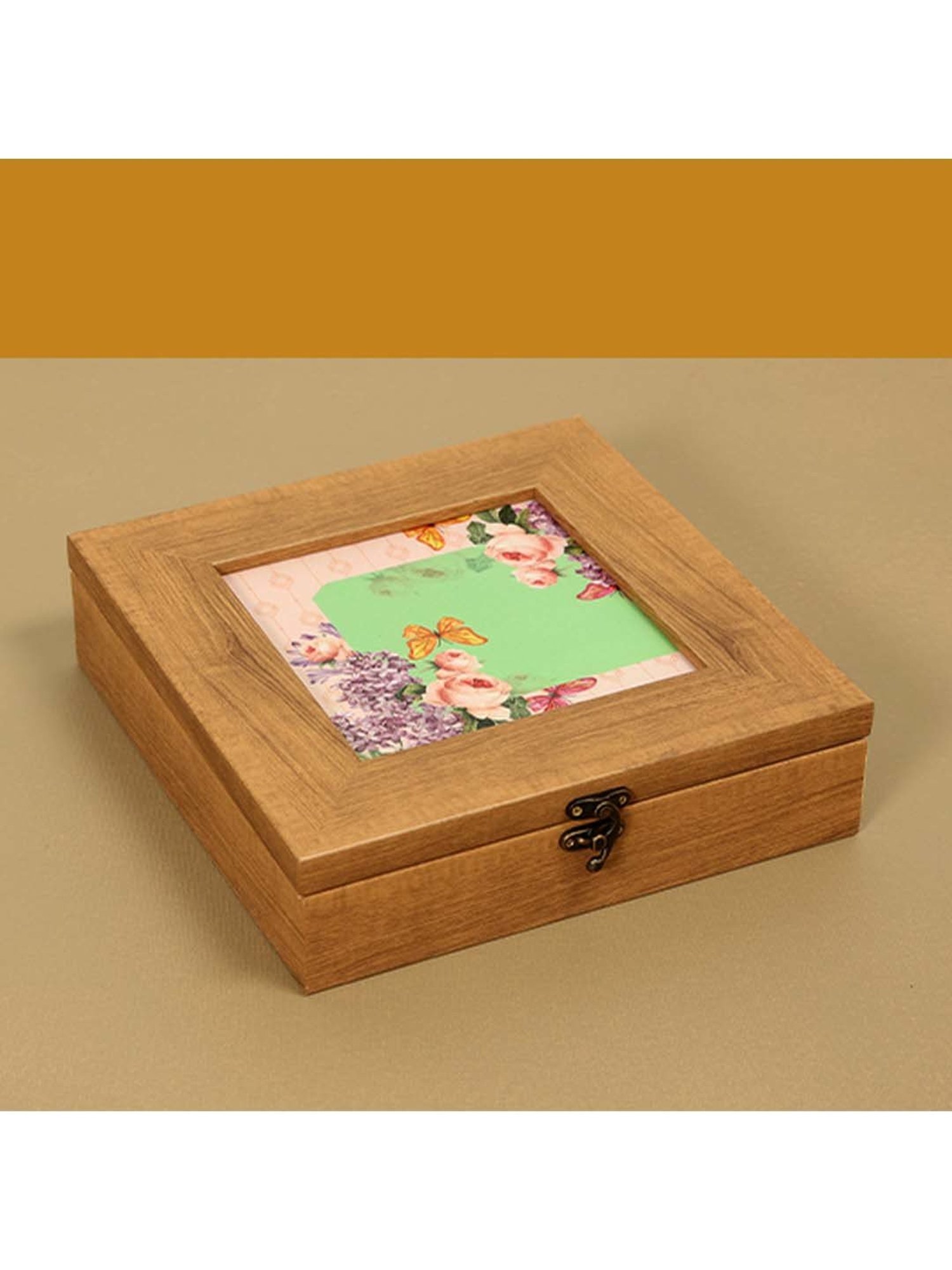ICRAFT Groovy Mint Series Green & Beige Mdf Small Storage Box