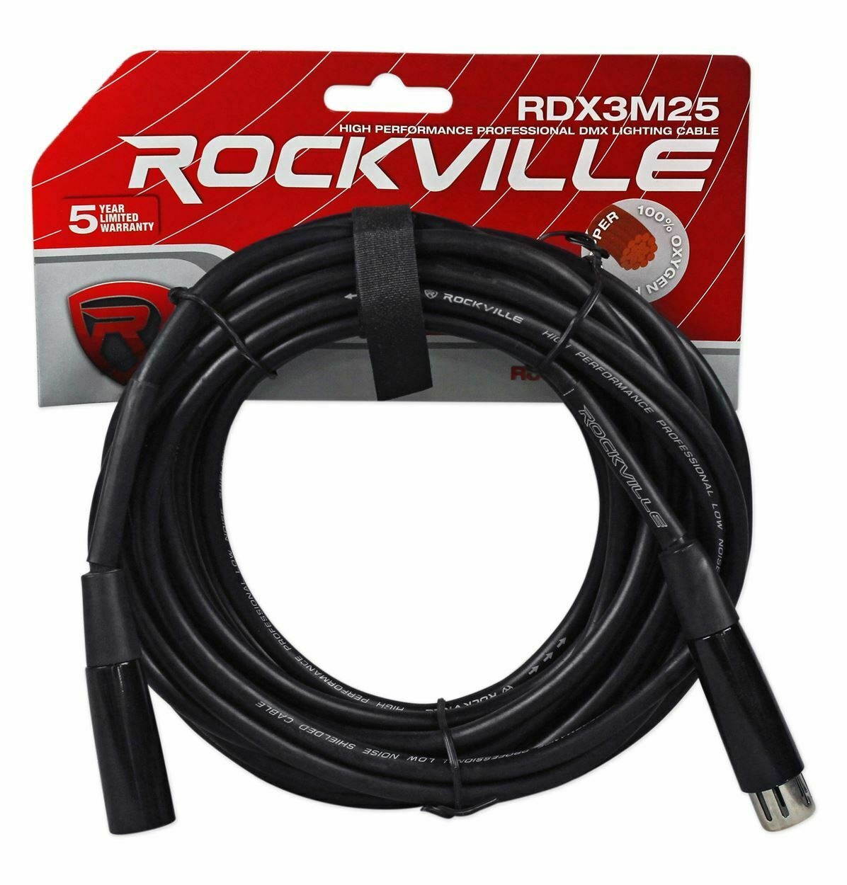 RDX3M25 25 Foot 3 Pin DMX Lighting Cable 100% OFC Copper Female 2 Male