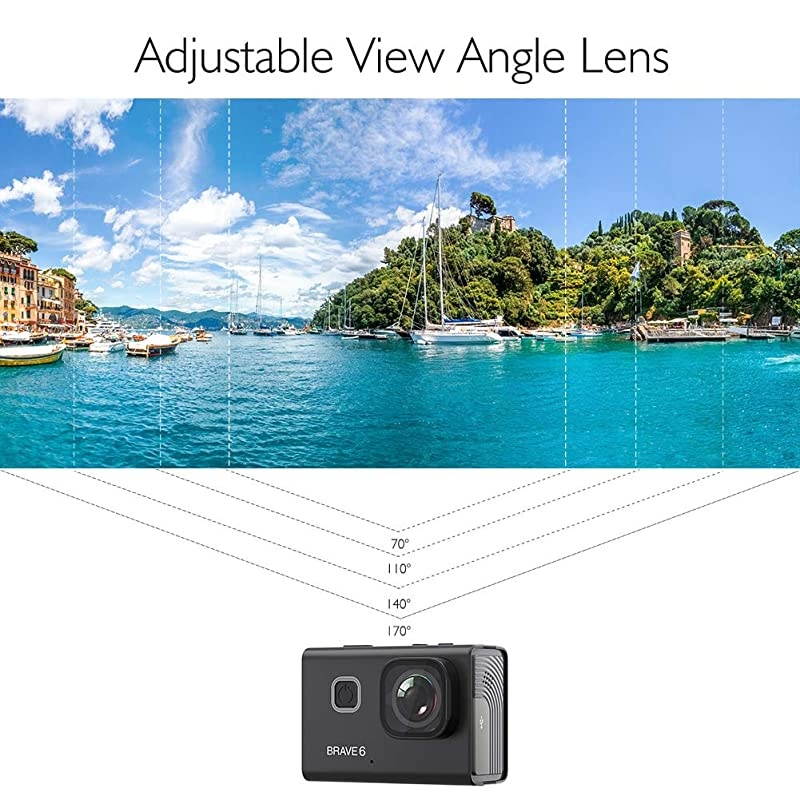 Brave 6 4K 20MP WiFi Action Camera Voice Control EIS Web Camera 100 feet Underwater Waterproof Camera Remote Control 6X Zoom Underwater Camcorder with 2 Batteries and Helmet Accessories Kit