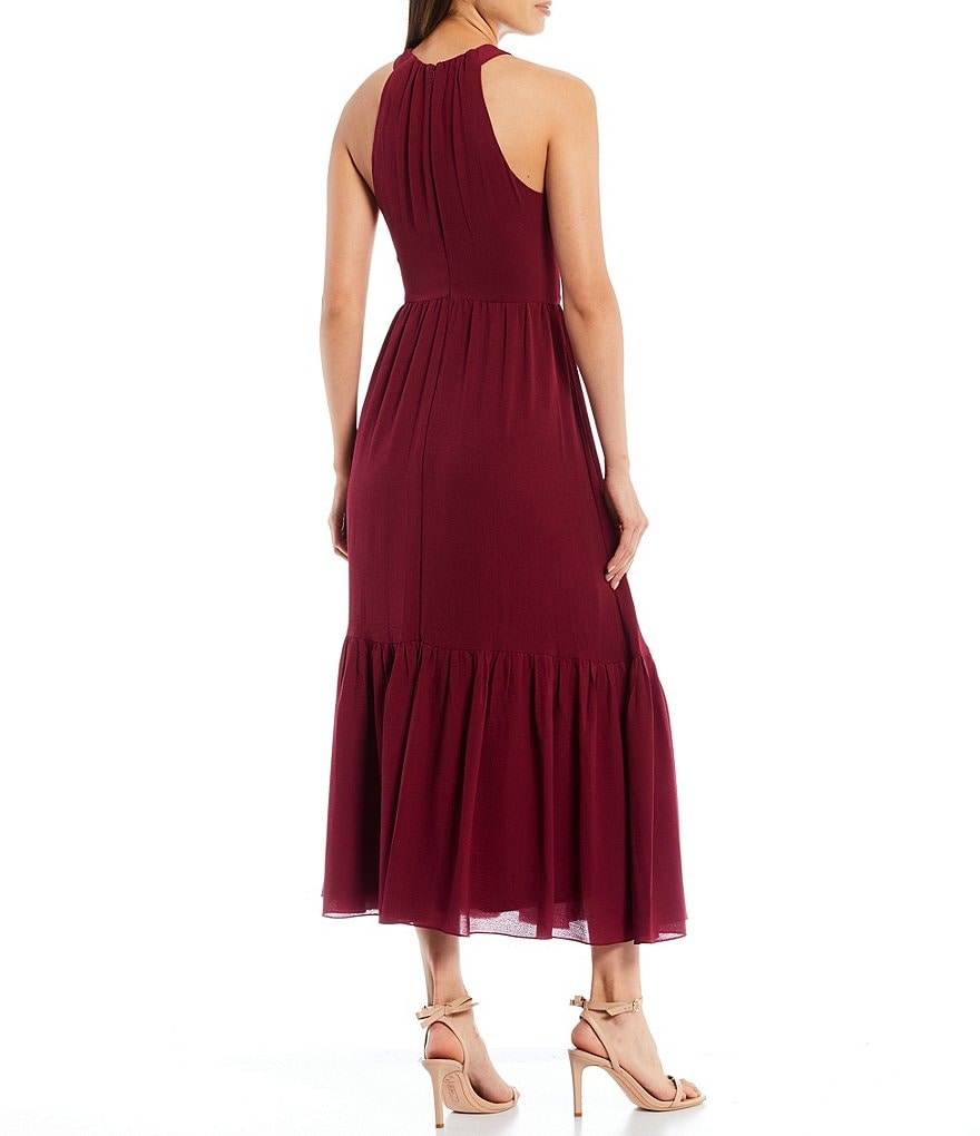 Laundry by Shelli Segal Ruffle Front Stretch Crepe Faux Wrap Dress