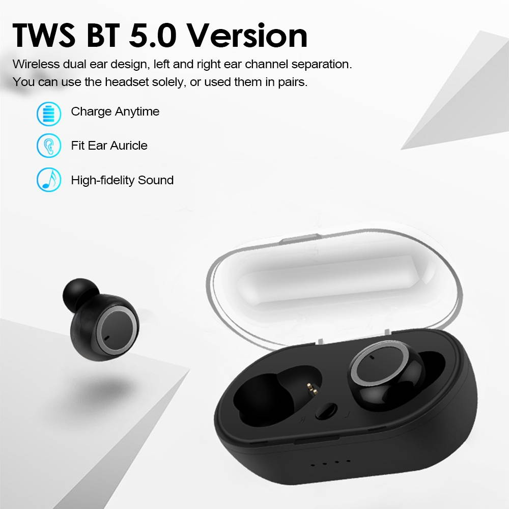SQ-W1 Bluetooth 5.0 TWS Earbuds True Wireless Headphones Touch Control Sports Headset In-ear Earphones with Mic Charging Case