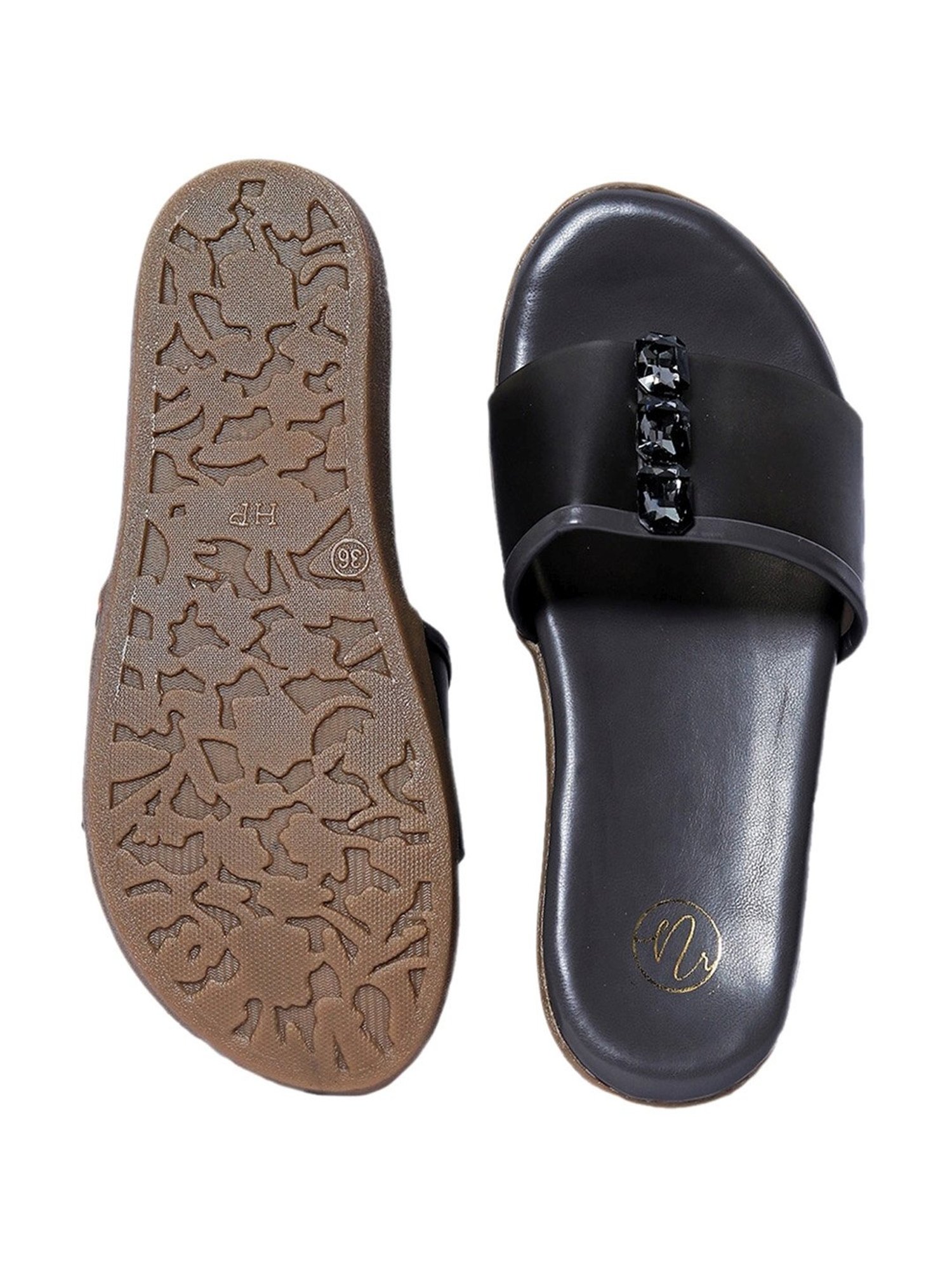 NR by Nidhi Rathi Women's Black Thong Sandals