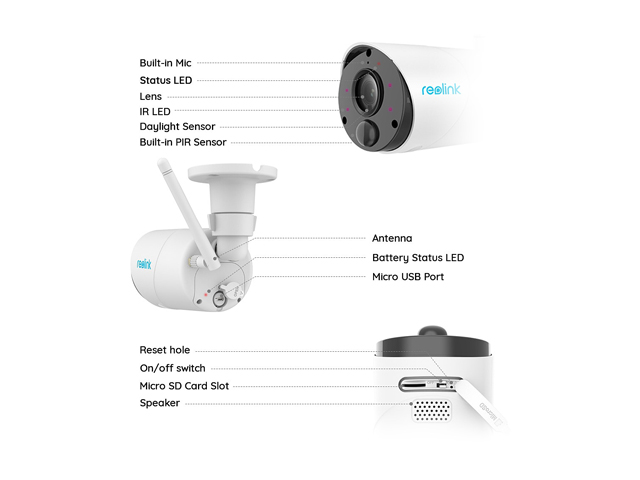 Outdoor Security Camera System Wireless, Solar Battery Powered, 1080p Wirefree Waterproof 2-Way Audio Night Vision w/ PIR Motion Sensor, Support Alexa/Google Assistant, REOLINK Argus Eco+Solar Panel