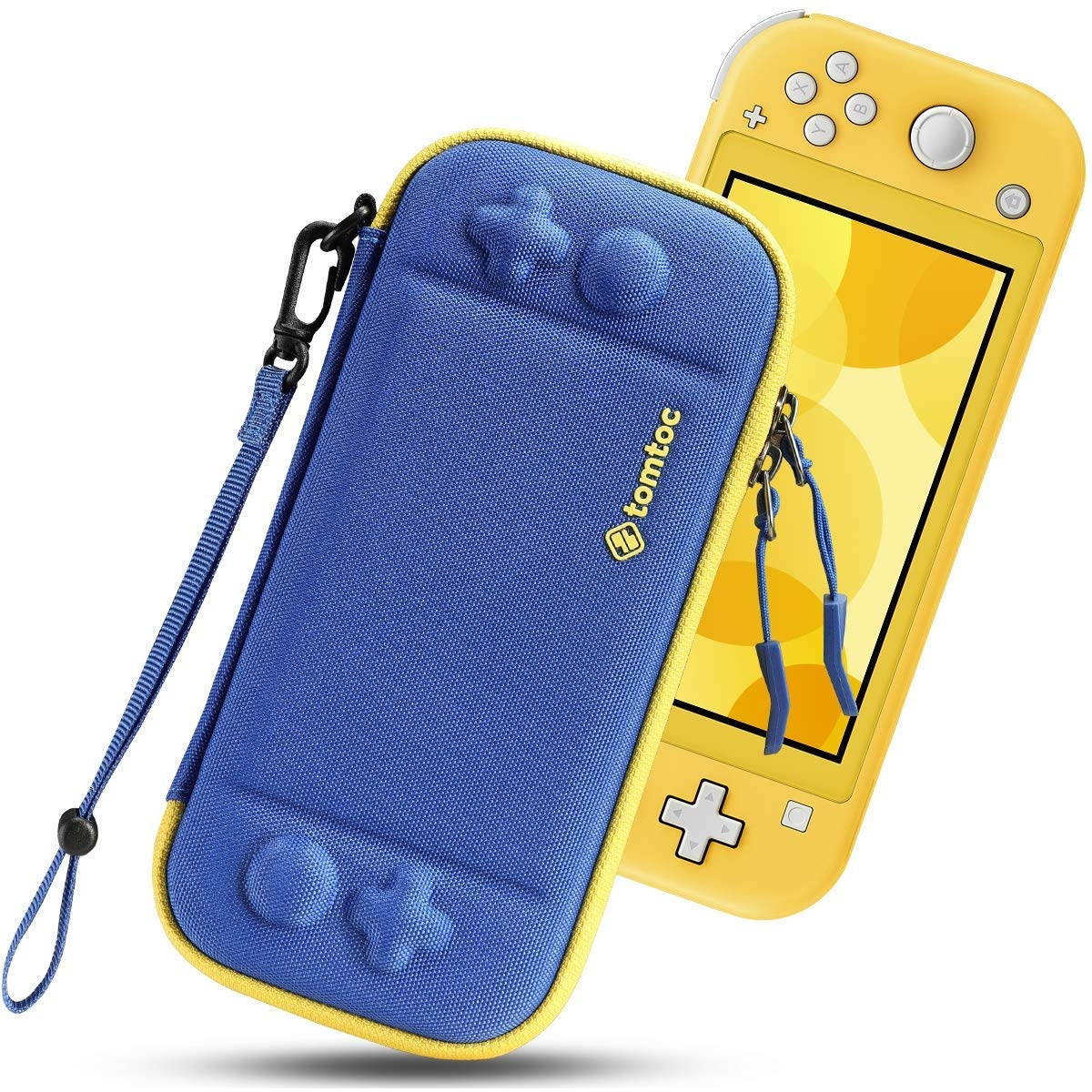 tomtoc Slim Carry Case for Nintendo Switch Lite, Protective Portable Carrying Cases with [Original Patent], Travel Storage Hard Shell with 8 Game Cartridges and Military Level Protection, Blue