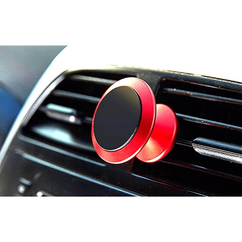 Car Mount Radar Shape DesignAluminum Alloy 360&deg; Rotation Air Vent Cell Phone Holder Car Cradle Mount Compatible for Cell Phones and Mini Tablets Red