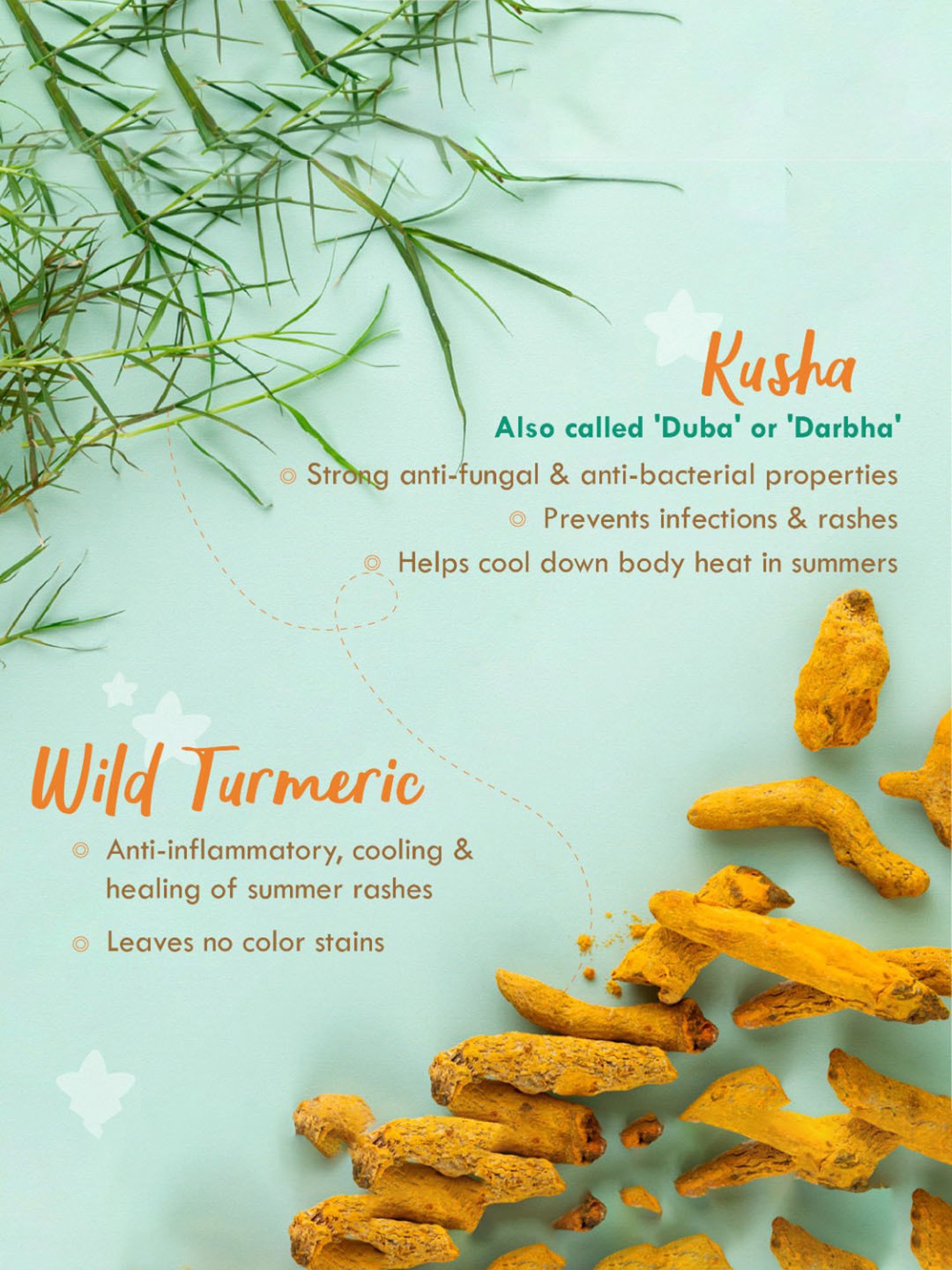 Nat Habit Raw Haldi Talc-Free Kusha Baby Powder - 150 gm