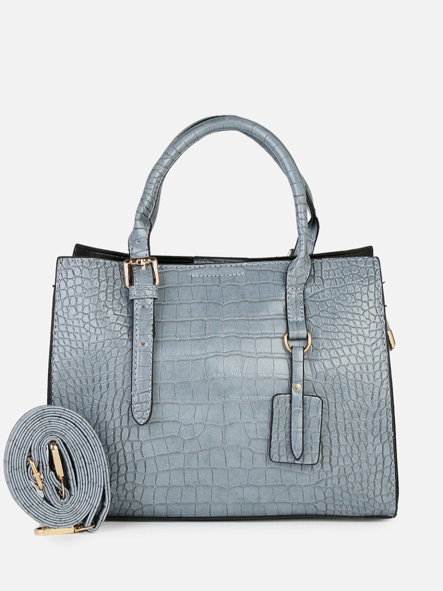 HauteSauce Grey Textured Medium Handheld Handbag