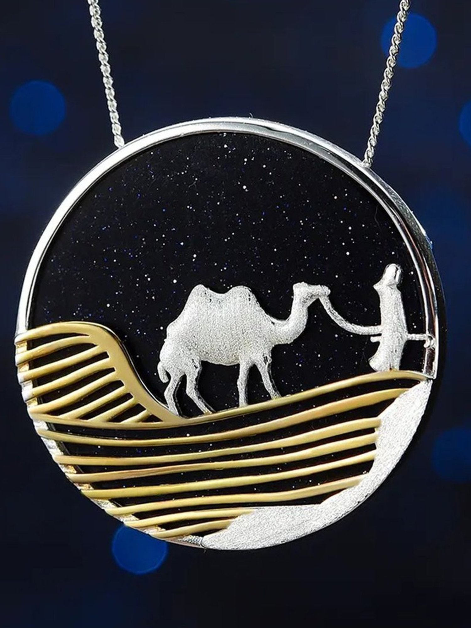 Rihi by P.C. Chandra Jewellers 92.5 Sterling Silver Arabian Knights Pendant for Women & Girls