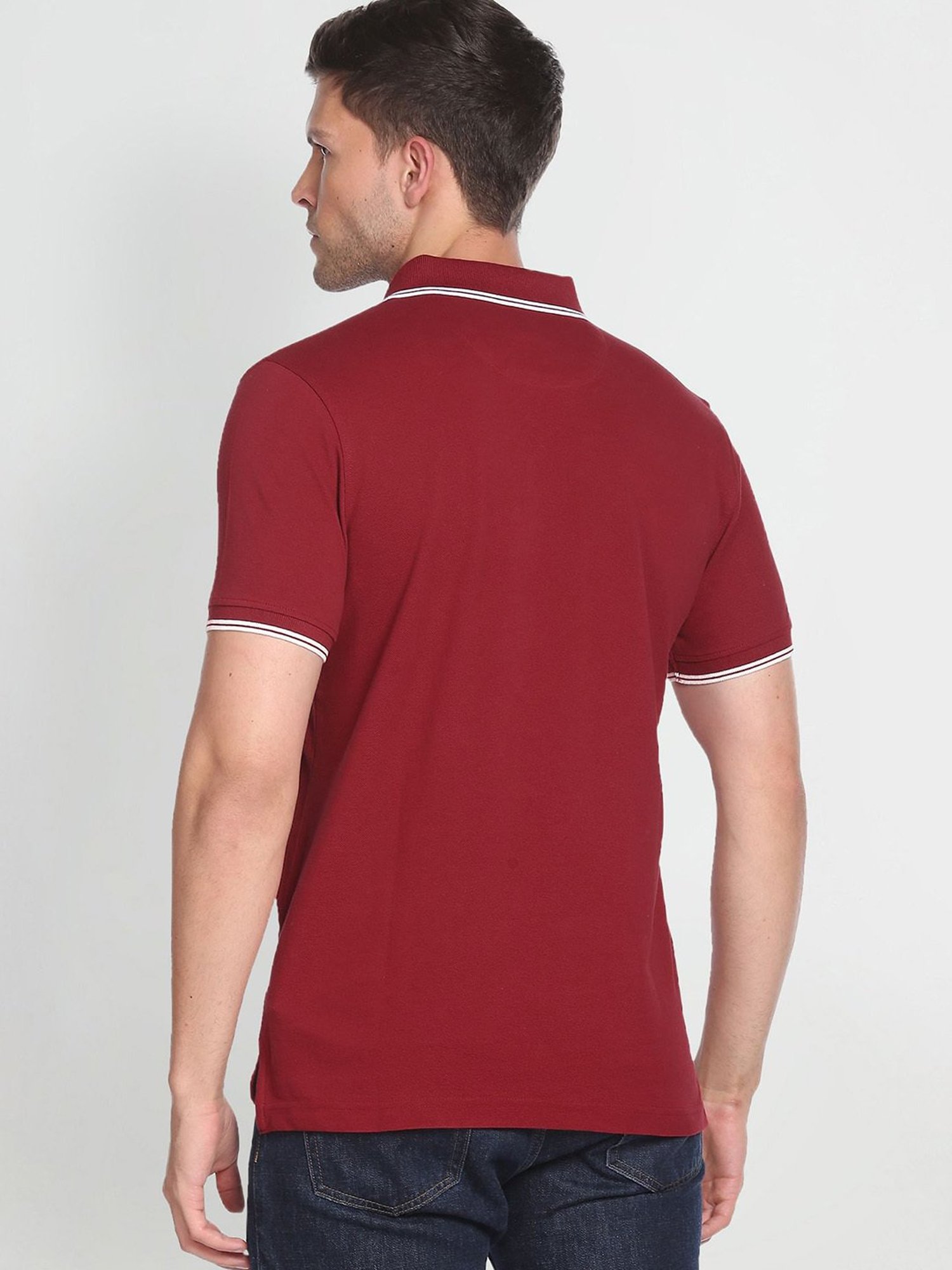 Arrow Sport Red Cotton Regular Fit Polo T-Shirt