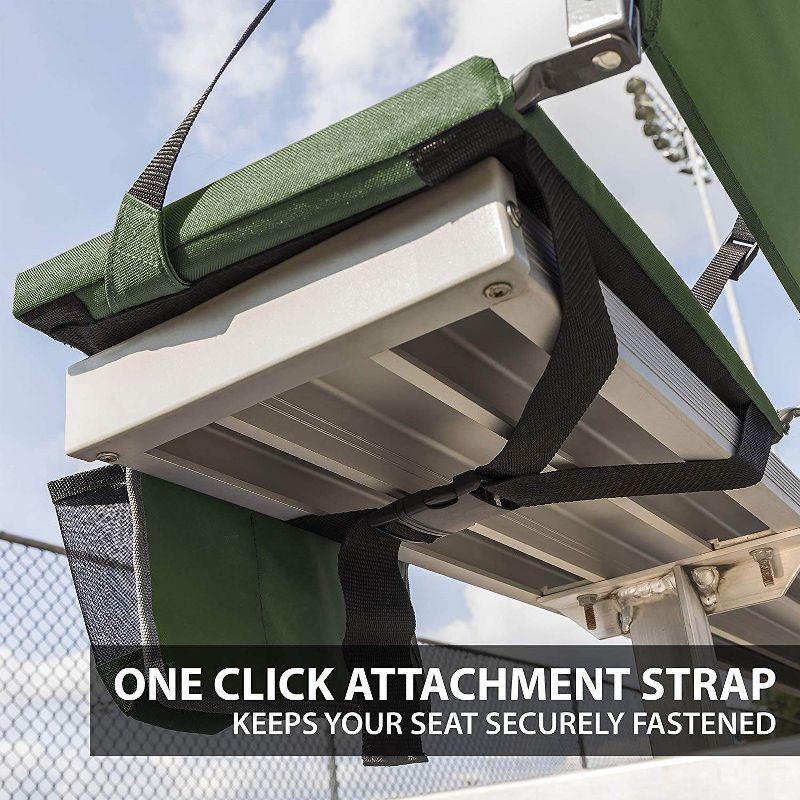 Eastpoint Sports Adjustable Bleacher Backrest Stadium Seat w/ Cup Holder, Green