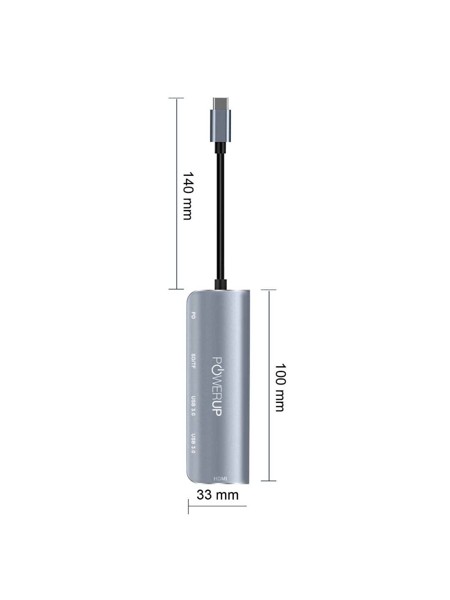 Powerup Elite NEO 6 in 1 Multi-Port Hub Adapter for MacBook Pro (Gunmetal)