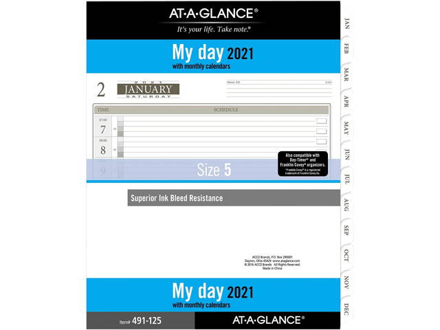 AT-A-GLANCE 49112521 Day Runner 1-Page-Per-Day Planner Refill Size 5
