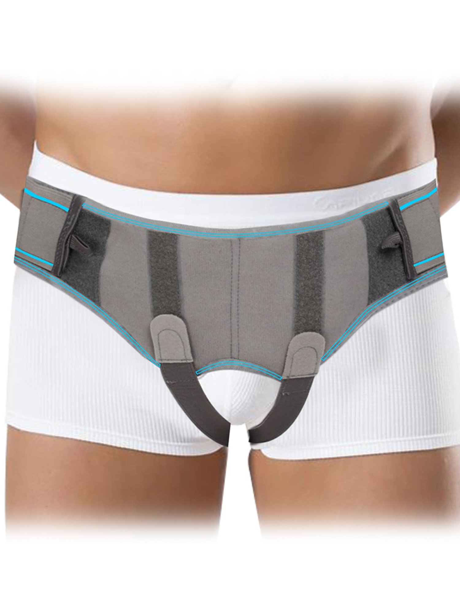 AccuSure Hernia Belt for Men with 2 Removable Compression Pads - Medium (Grey)
