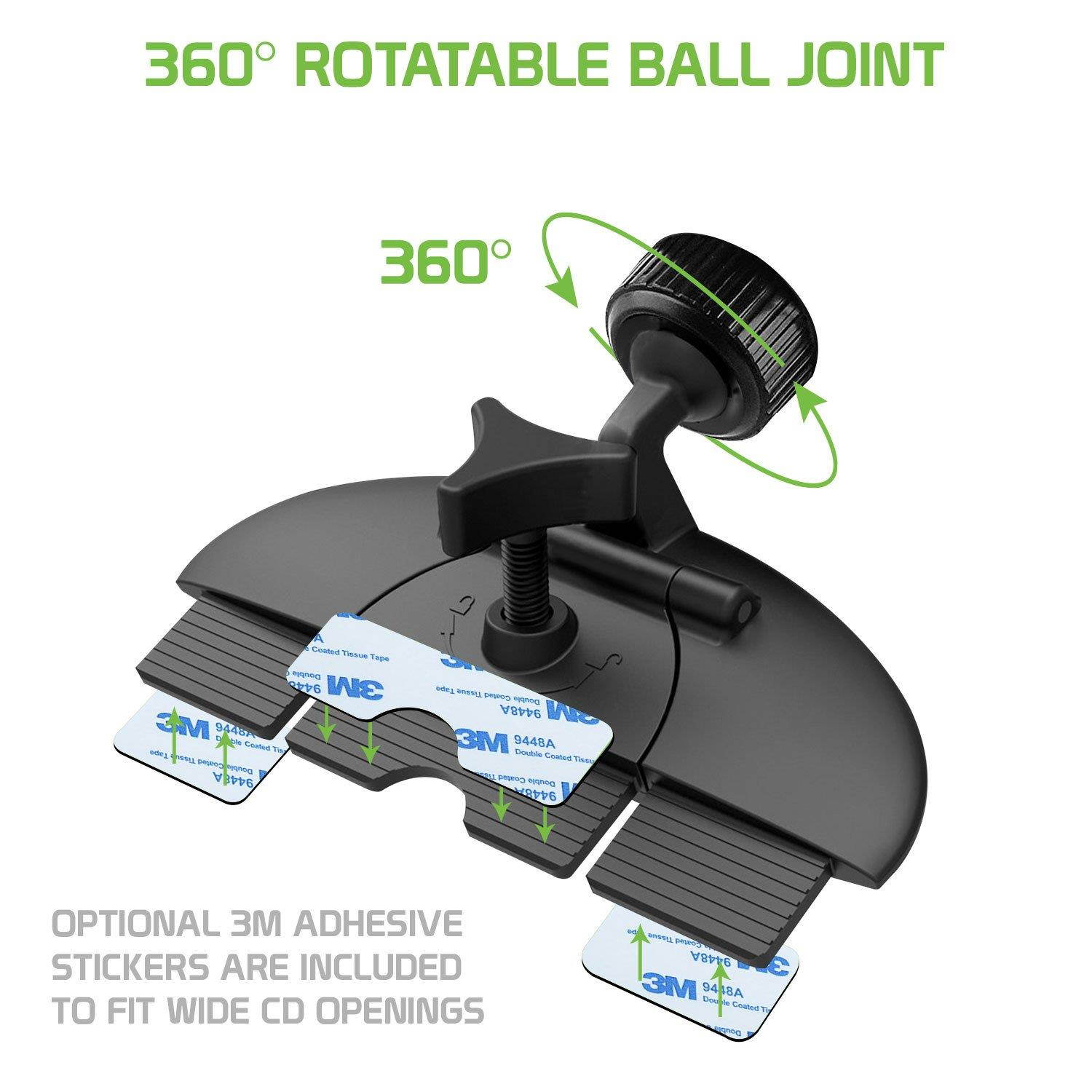 Cellet CD Slot Car Phone Holder, Mount, Cradle with Three-Side Grips and One-Touch Design Compatible for iPhone Xs/Max/Xr/X/8/8Plus/7/6/5 Note 9/8/5 Galaxy S9/8/7/6 Google Pixel XL Motorola LG HTC ETC