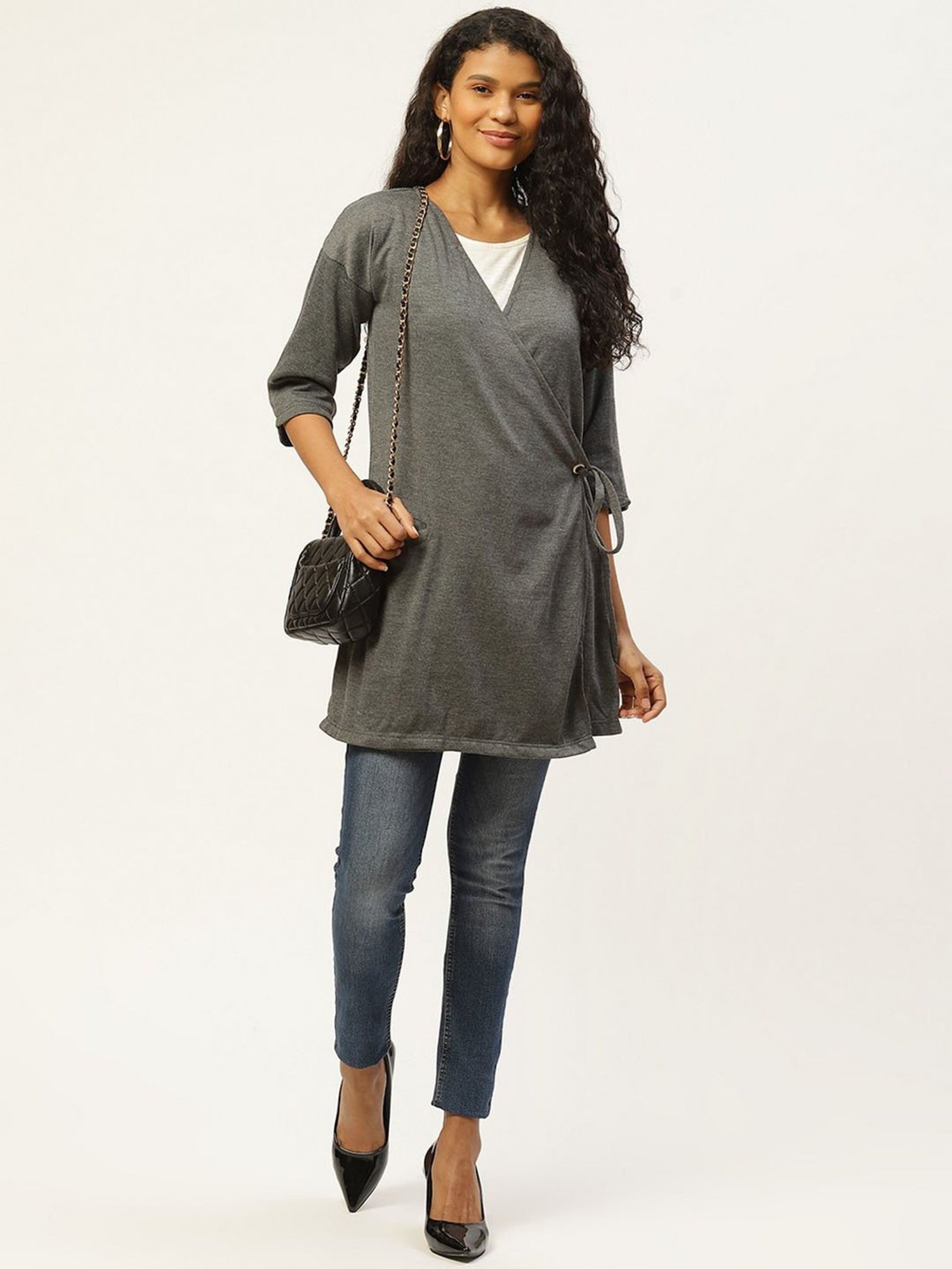 Belle Fille Charcoal Textured Shrug