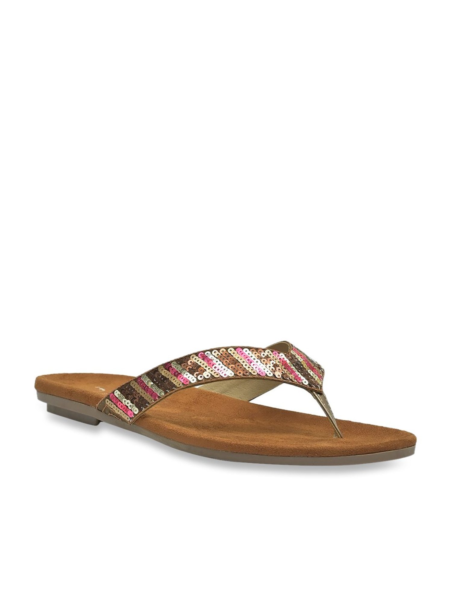 Jove Women's Antique Gold Thong Sandals