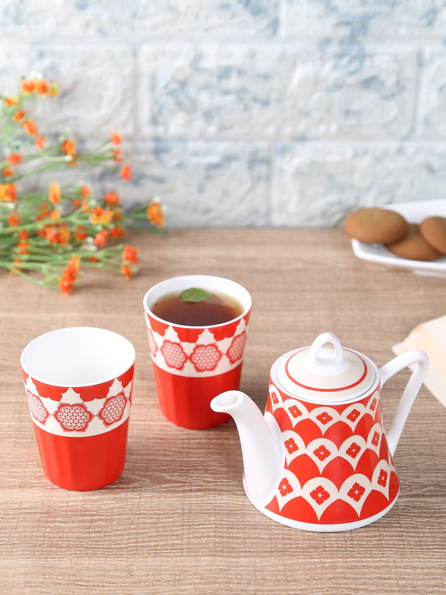 India Circus Multicolor Ceramic Tea Pot Set