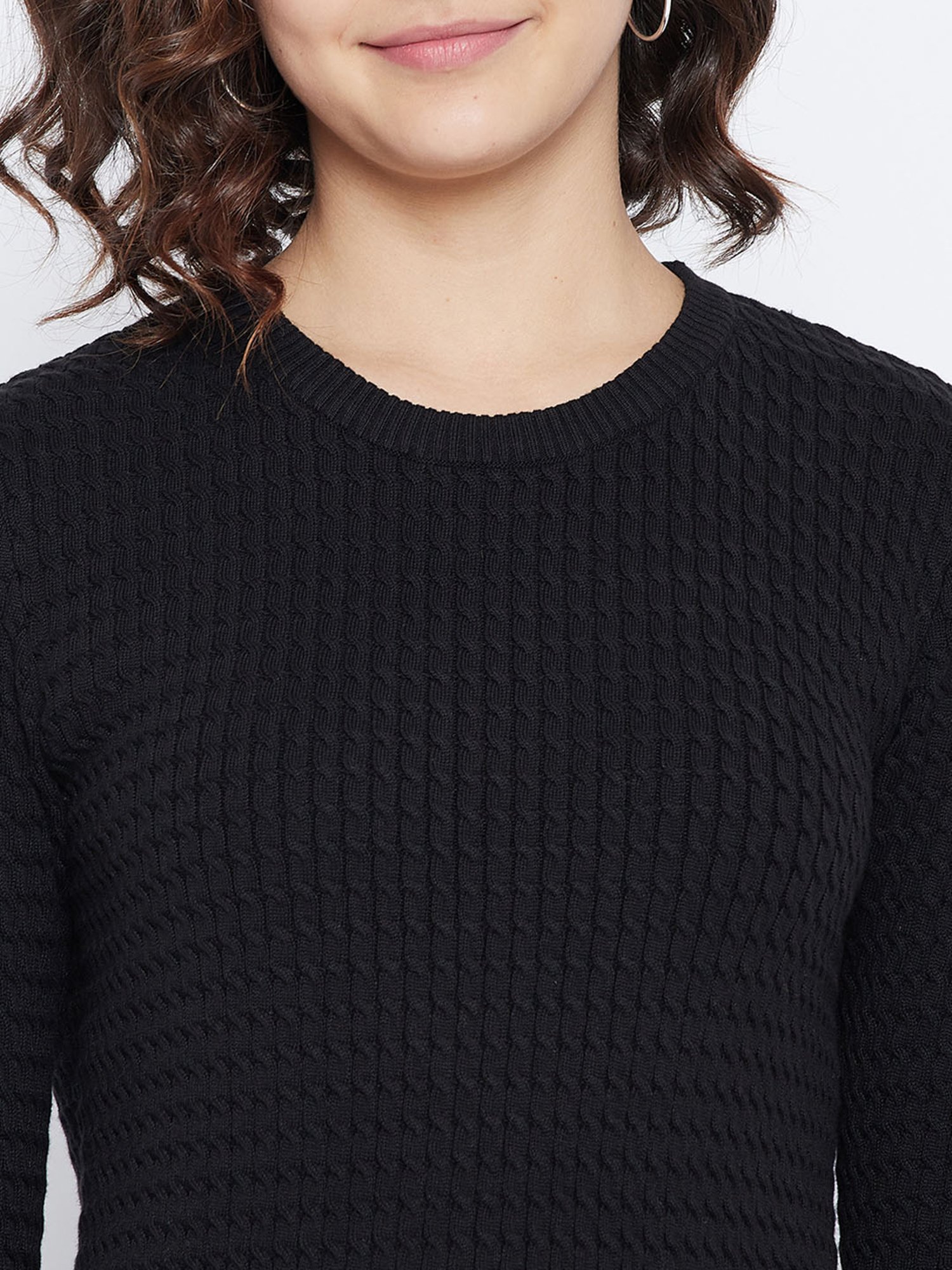 Octave Black Regular Fit Sweater