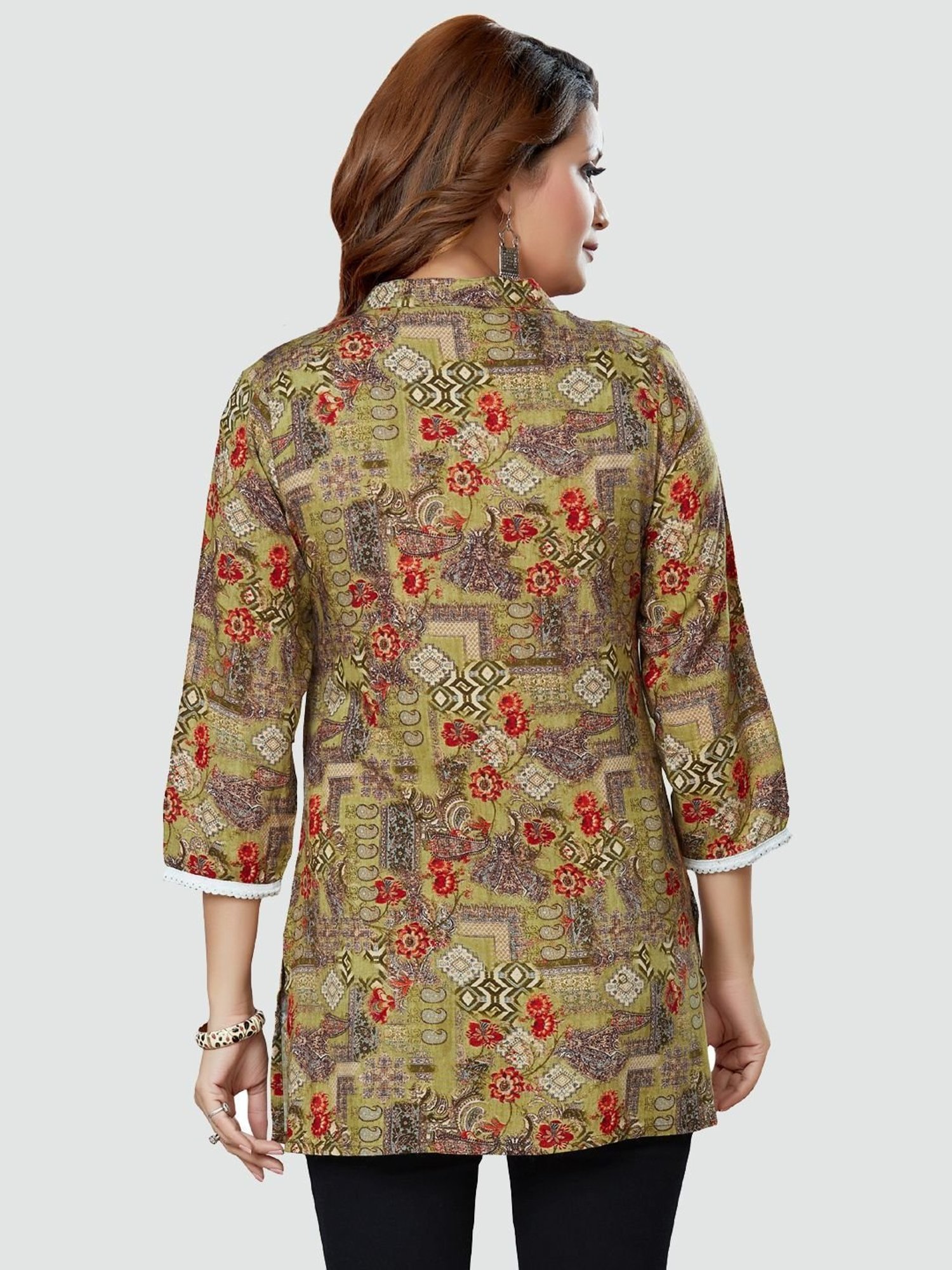 Saree Swarg Green Printed Tunic