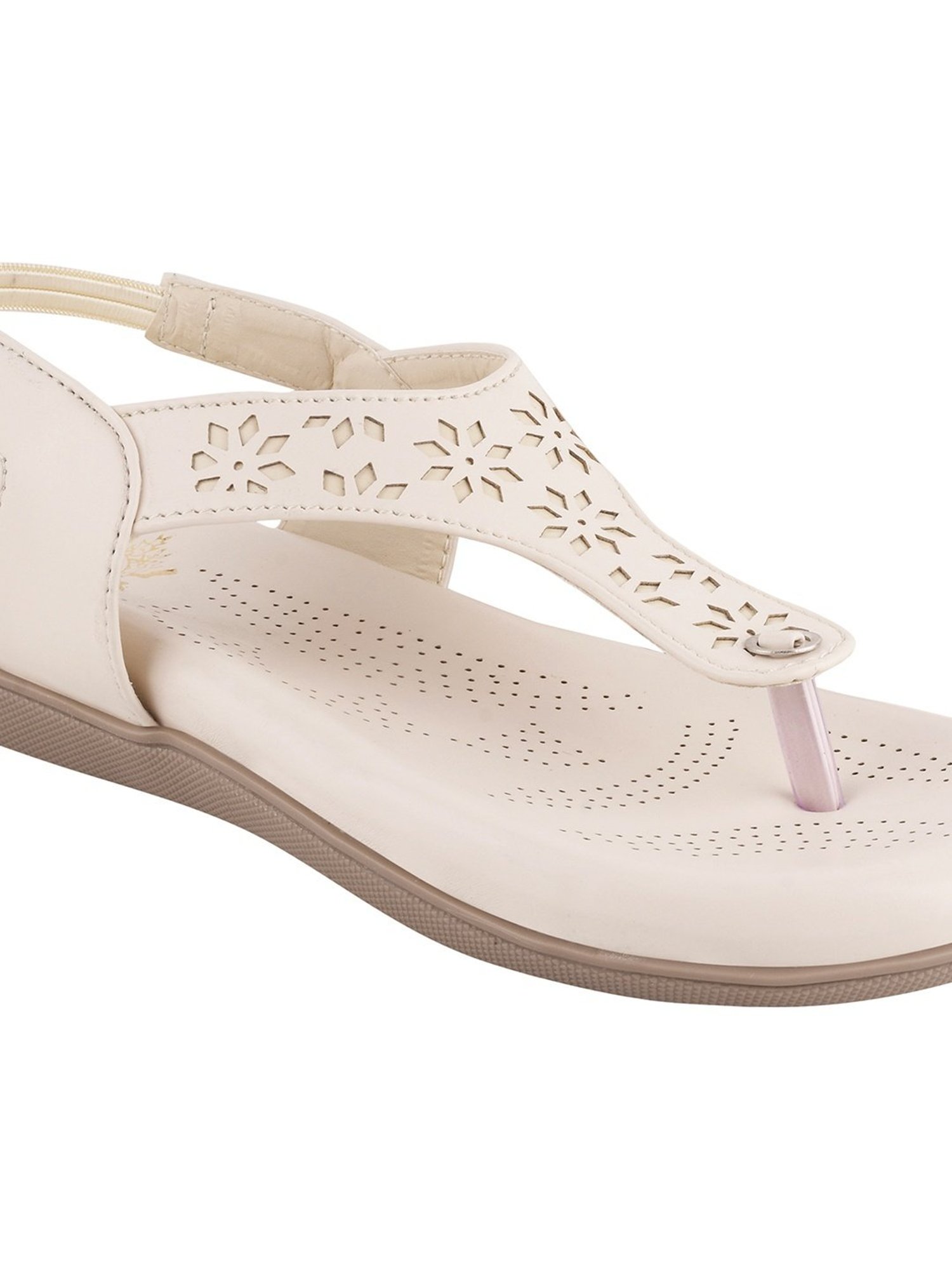 Shoetopia Women's Beige Sling Back Sandals