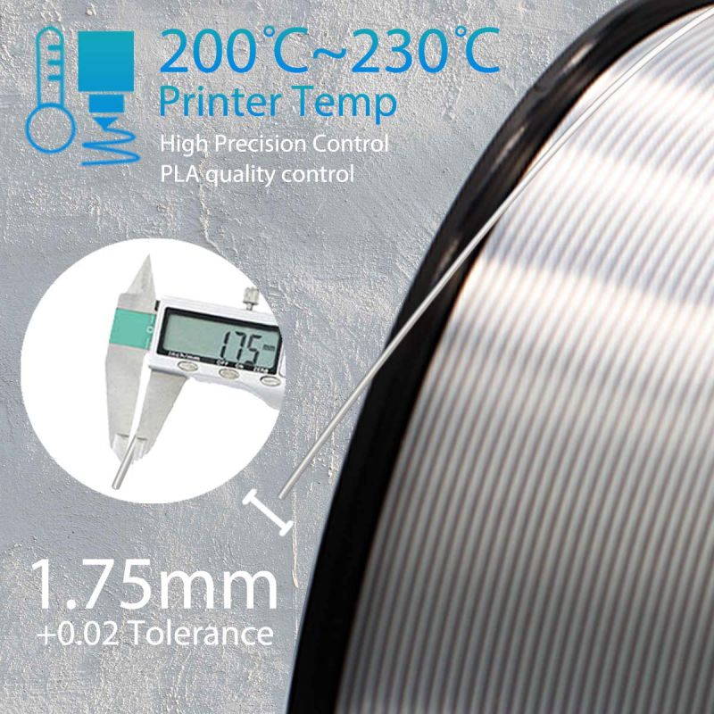 XTZL3D | Silk PLA Filament for 3D Printer, Silver,1kg, 1.75mm