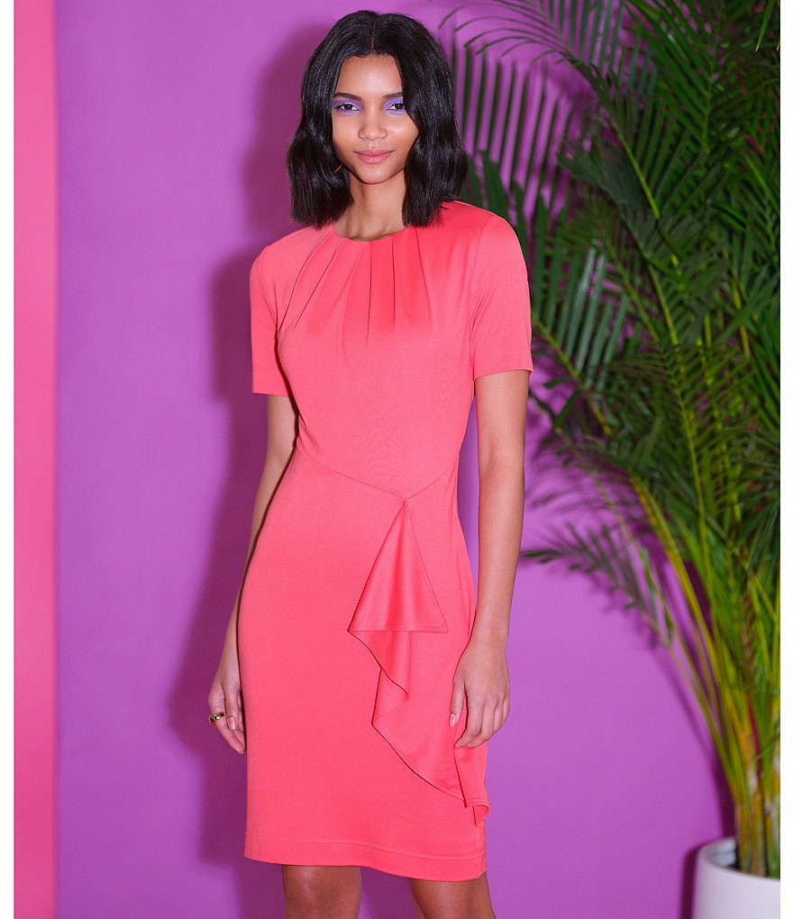 LDT Brooke Short Sleeve Draped T-Shirt Sheath Dress