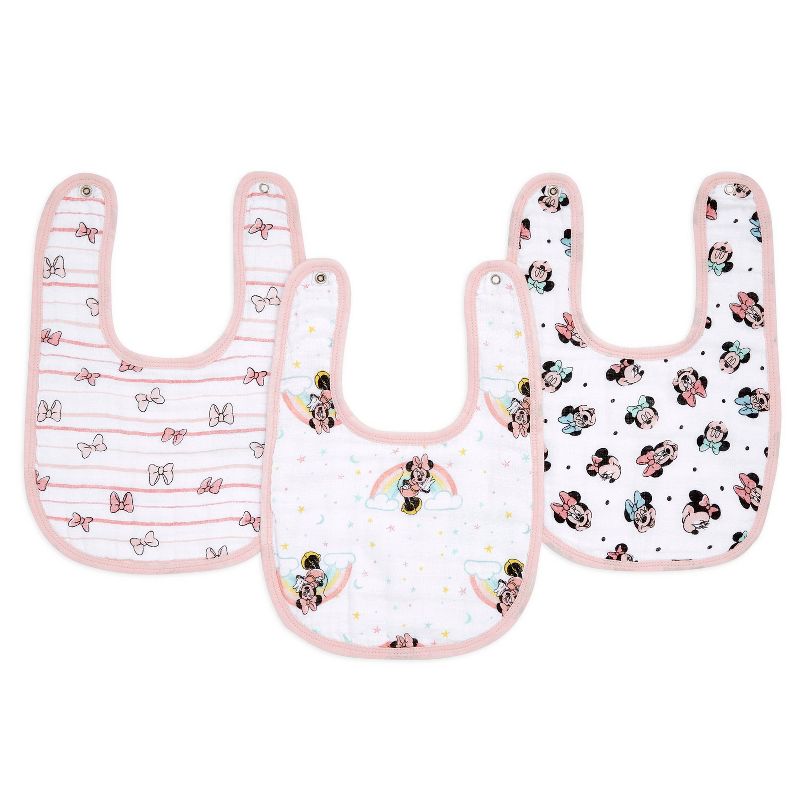 aden by aden + anais essentials 3pk Water Resistant Bib - Minnie Rainbows