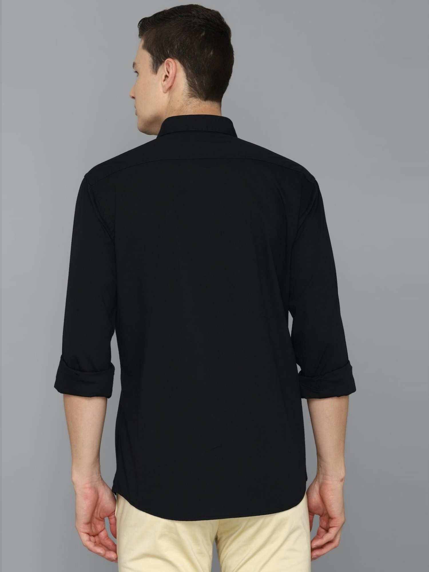 Louis Philippe Sport Black Cotton Slim Fit Shirt