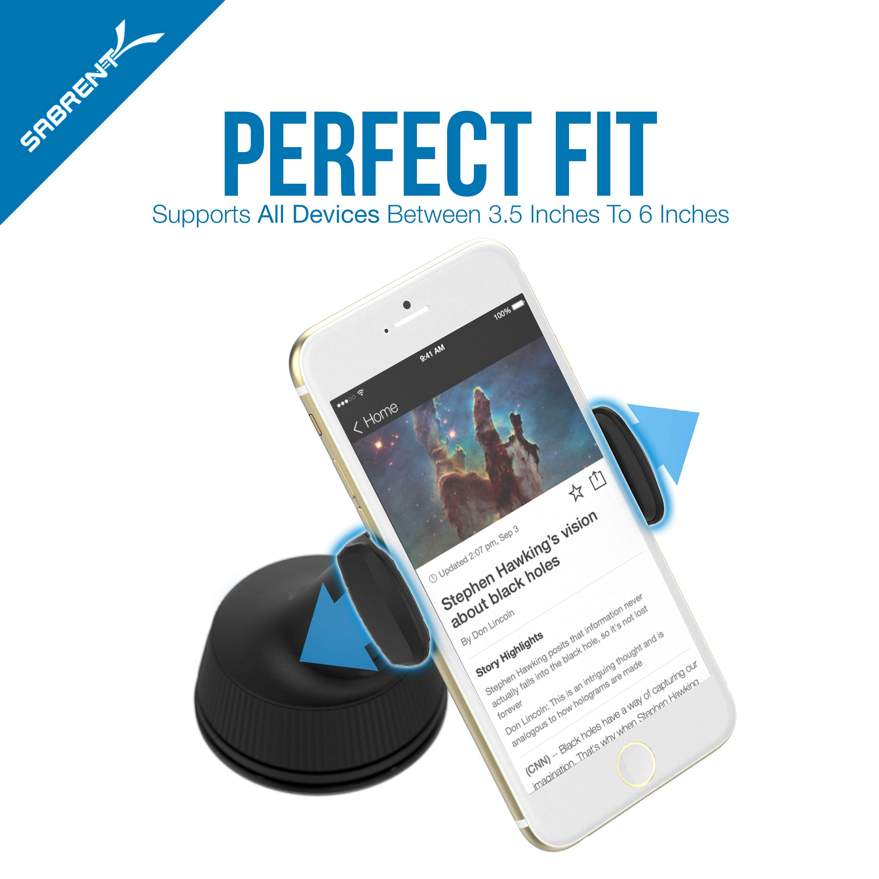 Sabrent Universal Car Window/Dash Mount Holder for Most Smartphones Devices, [Black] (CM-SPHB)